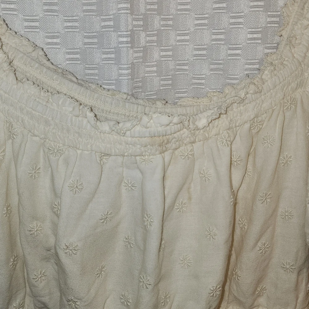 Ruffle Sleeve Milkmaid Cream Colored Mink Dress Women's CottageCore Puff Sleeve - Picture 3 of 8